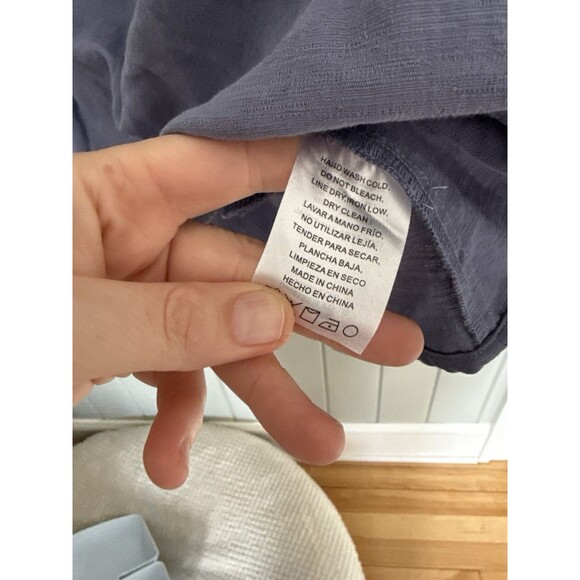 NEW Altar’d State Mini Dress M Medium Gracie Puff Sleeves Denim Blue Tie NEW - Picture 10 of 11